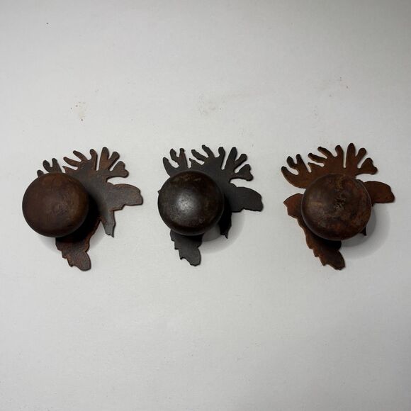 Reversible Moose Metal Drawer Knob Natural Rust Patina Lodge Cabin Core Rustic - Picture 3 of 6